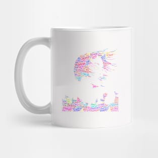 Portrait Woman Lady Silhouette Shape Text Word Cloud Mug